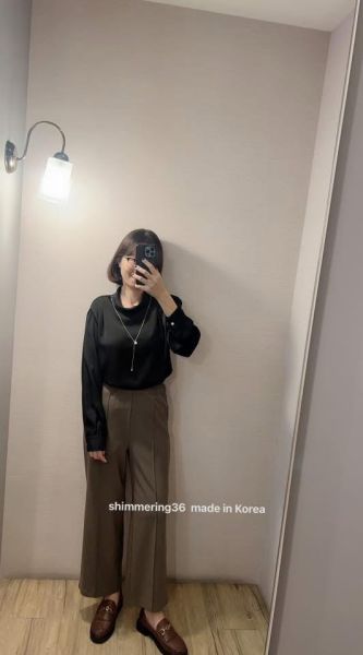 顯瘦彈力直筒西褲 