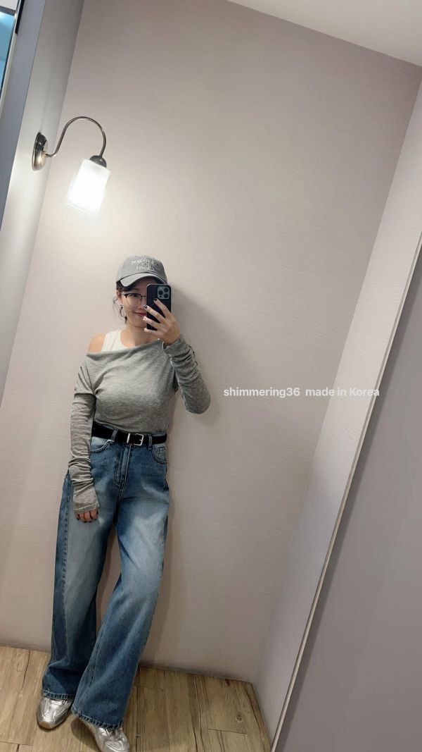 刷色直筒前車線牛褲 