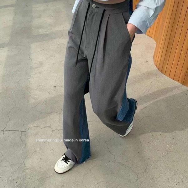 拼接西裝牛仔褲 
