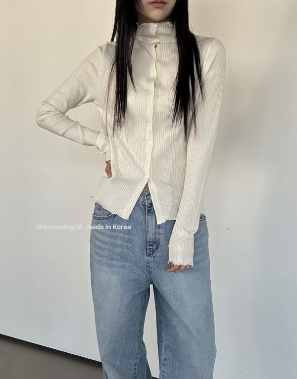 坑紋前釦上衣 
