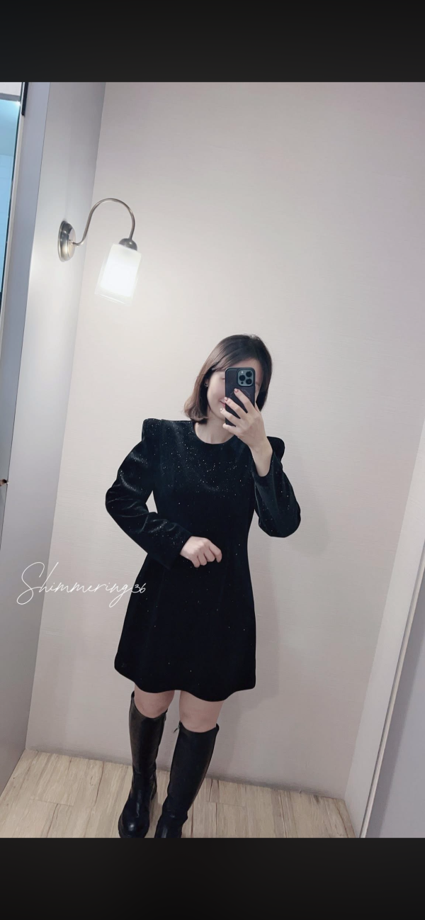 質感亮片腰身洋 