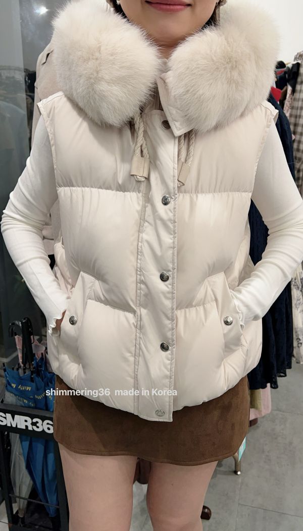 鵝絨100%狐狸毛背心 