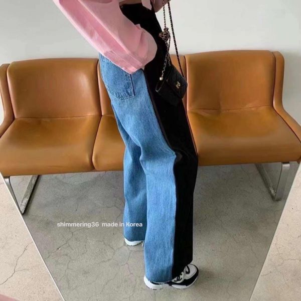拼接西裝牛仔褲 