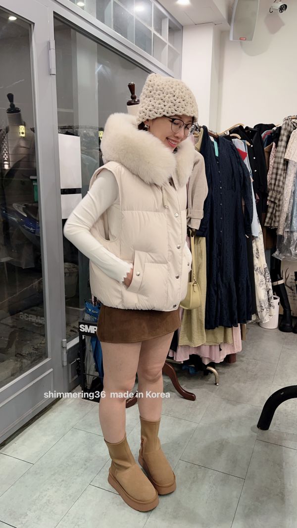 鵝絨100%狐狸毛背心 