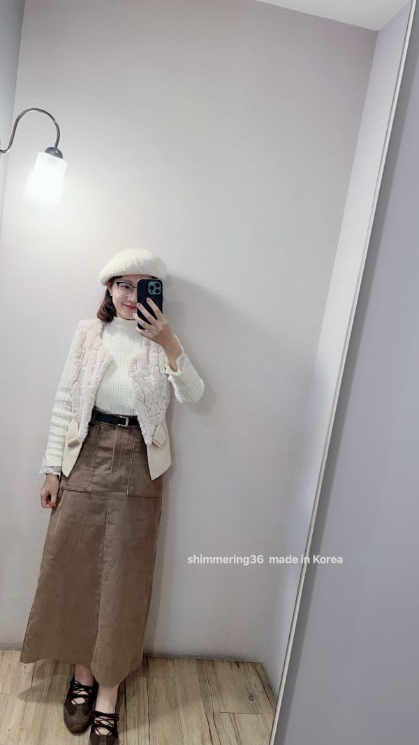 羊毛30%混狐狸毛背心 