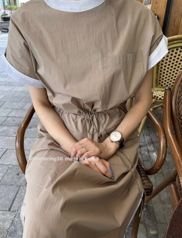 撞色抽繩洋 