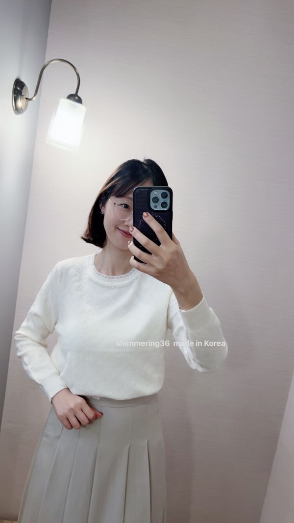 釘珠立體紋路針織上衣 