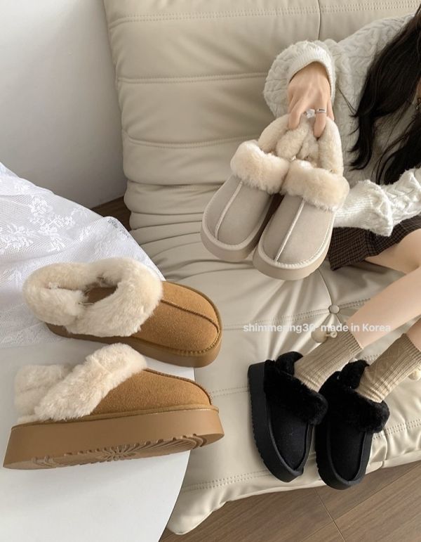 毛毛半拖鞋（附可拆式後勾帶) 