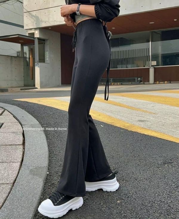 綁帶喇叭休閒長褲 