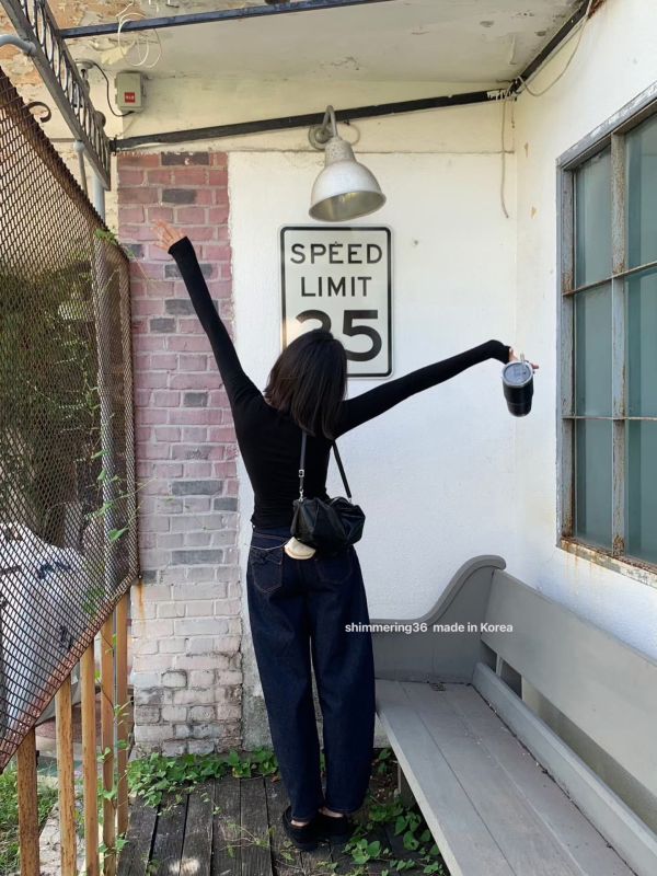 後口袋蝶結牛仔褲 