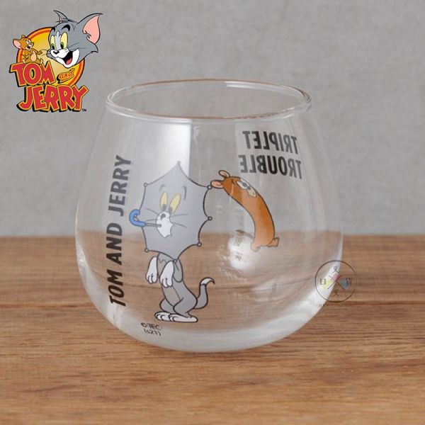 湯姆貓與傑利鼠 變形 不倒翁 橢圓 玻璃杯290ml 盒裝 日本製 