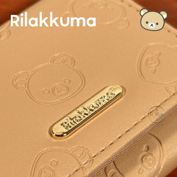 拉拉熊 懶懶熊 仿皮 三折短夾 零錢包 側躺 水彩風 壓紋 金屬牌 2選1 