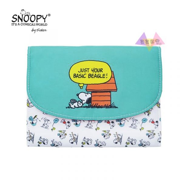 Snoopy史努比躺姿想事情湖水綠多功能包媽媽包手拿包護照包 