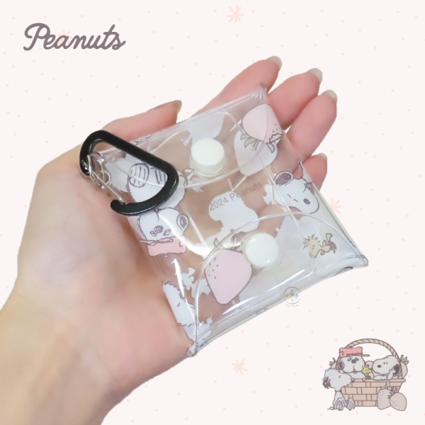 SNOOPY 史努比 歐拉夫 草莓季 透明 方形卡片 零錢包 收納包 附扣環 2選1 日本製 