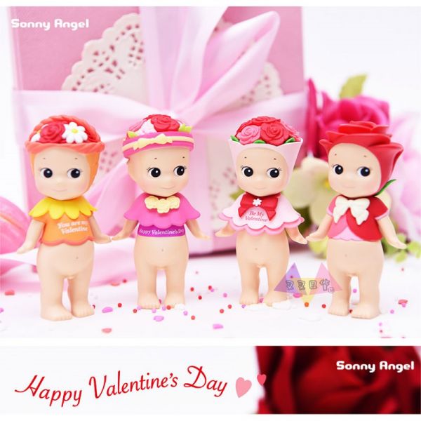 Sonny Angel 2018情人節玫瑰花Q比娃娃公仔4入 