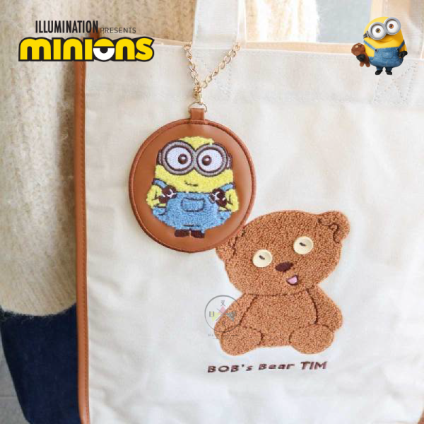 小小兵 MINIONS Tim熊 絨毛刺繡 帆布托特包 肩背包 附皮革吊飾 