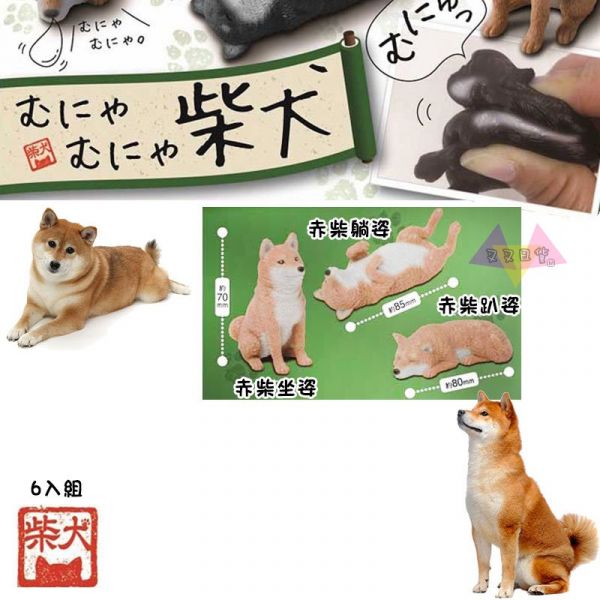 汪星人柴犬坐姿躺姿趴姿療癒捏捏公仔扭蛋6入組 