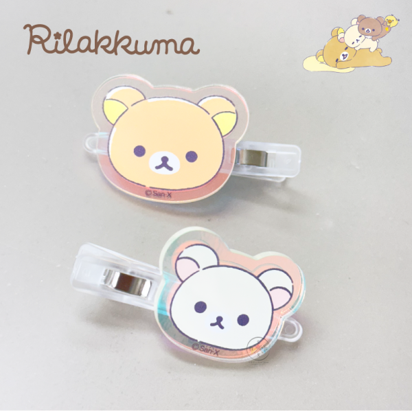 拉拉熊 懶懶熊 彩虹雷射 壓克力 髮夾 夾子 2入組 大頭 躺枕頭 全體 3選1 日本製 