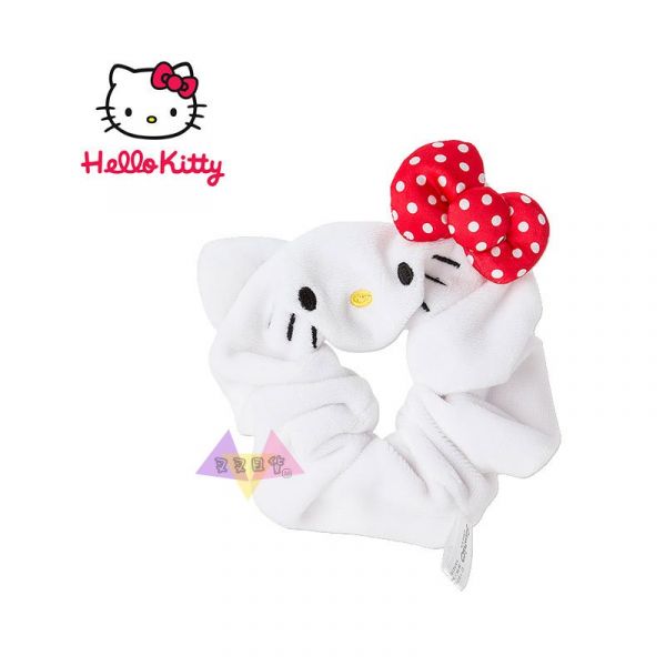 Hello Kitty凱蒂貓點點紅蝴蝶結白底大腸髮圈髮帶髮束 