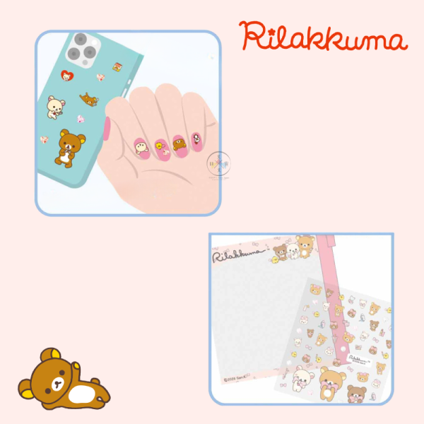 預購2月 拉拉熊 懶懶熊 3D 轉印貼紙 手帳 裝飾 指甲 附夾鏈袋 3選1 