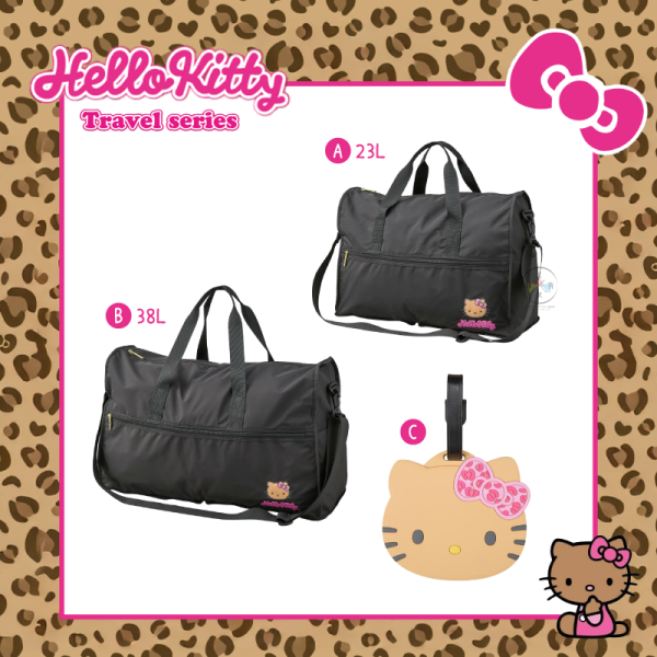 三麗鷗 曬黑 KITTY 凱蒂貓 刺繡大頭 行李袋 旅行袋 可折疊 L號 38L 