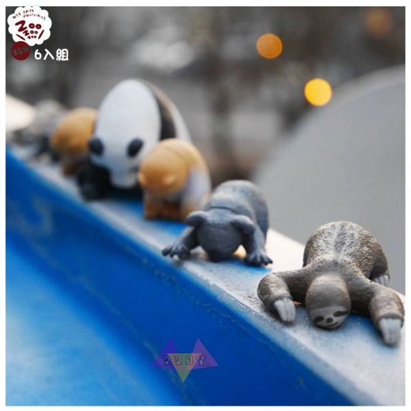 休眠動物園5代垂頭的睡覺熊貓無尾熊樹懶猴子貓咪狗熊貓之穴公仔扭蛋轉蛋6入組 