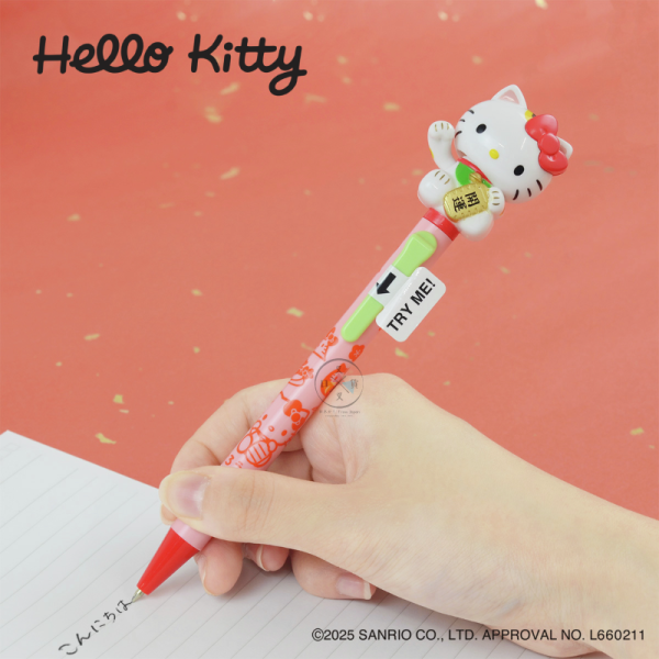預購10月 三麗鷗 凱蒂貓 KITTY 招財貓 可動 公仔 原子筆 白 黑 金 3選1 日本製 