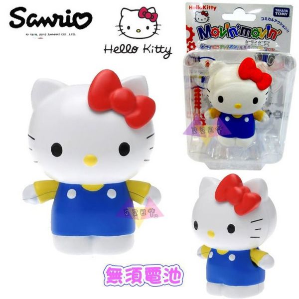 Hello Kitty凱蒂貓藍色吊帶褲 發條可走動公仔玩具 盒裝 