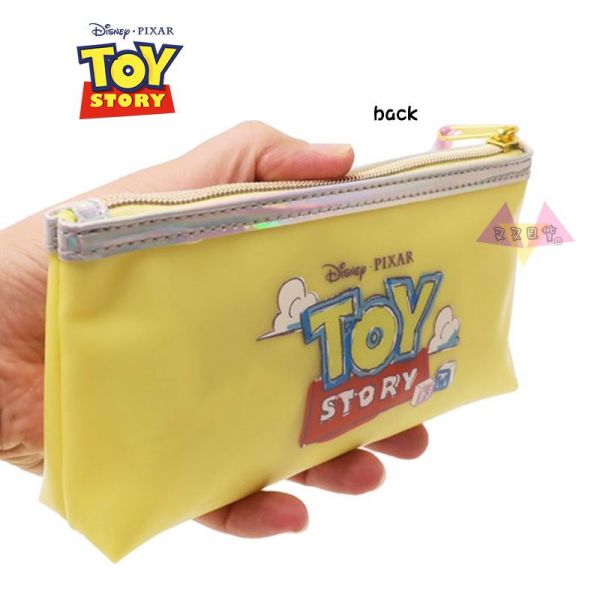 迪士尼玩具總動員水彩三眼怪玩皮球黃底磨砂感防水筆袋化妝包 