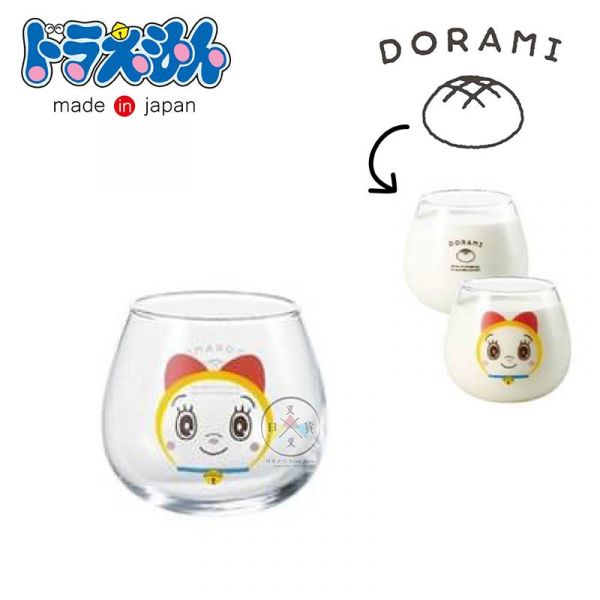 哆啦A夢 Doraemon 哆啦美 不倒翁橢圓玻璃杯320ml 盒裝 2選1 日本製 