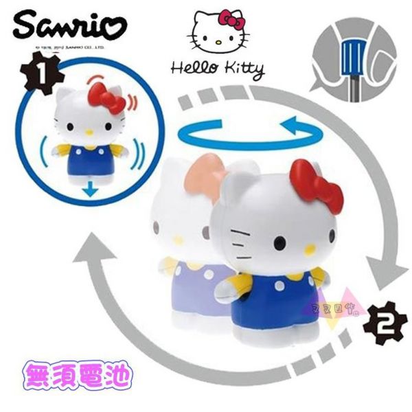 Hello Kitty凱蒂貓藍色吊帶褲 發條可走動公仔玩具 盒裝 