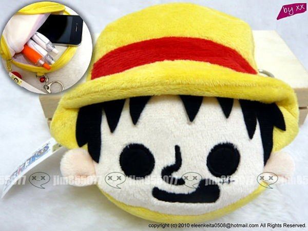 [五折] one piece海賊王草帽魯夫絨毛手機相機袋化妝包 