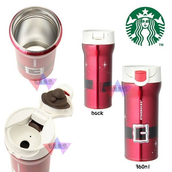 星巴克 starbucks 日本限定聖誕老人腰帶隨身杯保溫瓶保溫杯360ml 