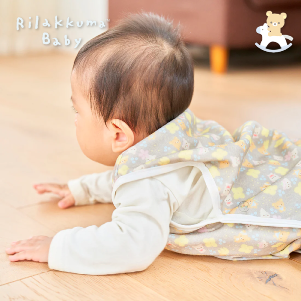 預購 拉拉熊 懶懶熊 專賣店限定 阿卡將 嬰兒北鼻 雙層紗防踢背心 睡袍 花白色 花灰色 2選1 日本製【5/15截止】 
