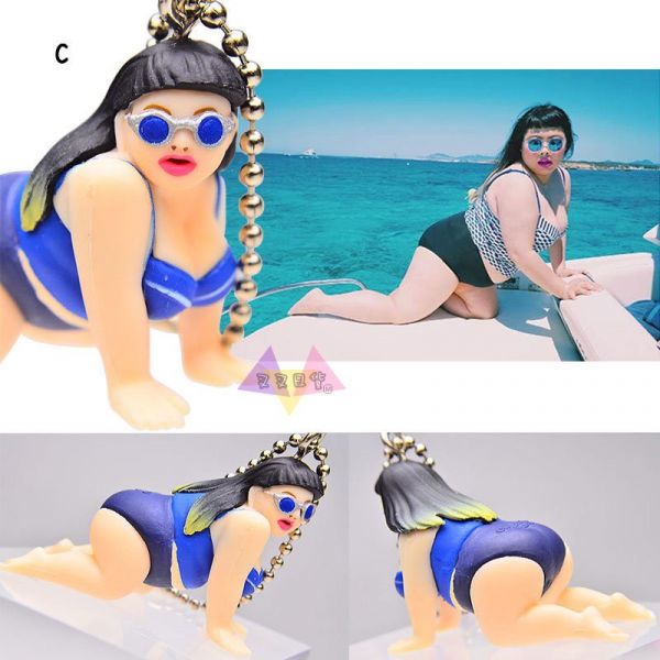 渡邊直美第一彈吃棒棒糖低胸白洋裝泳衣性感姿勢黑衣碧昂絲牛仔吊帶褲公仔扭蛋5入組 