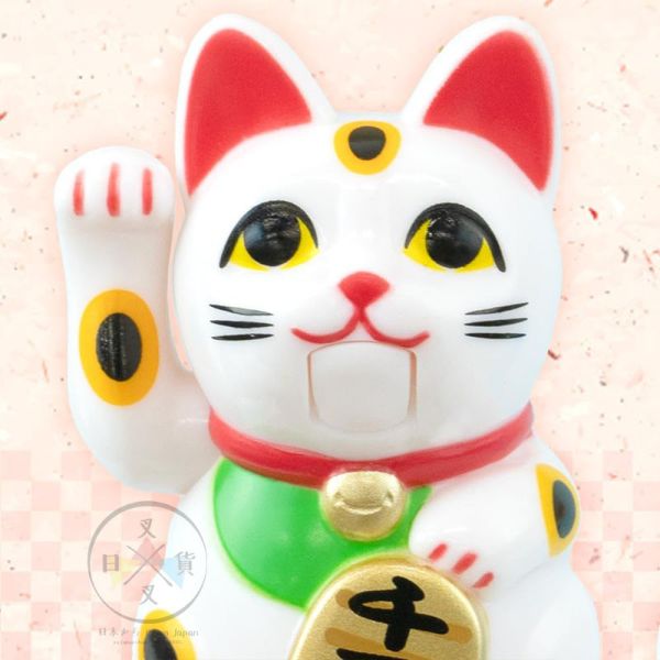 招財貓 白色 可動 黑色 原子筆 緣起物  日本製 