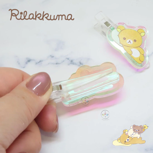 拉拉熊 懶懶熊 彩虹雷射 壓克力 髮夾 夾子 2入組 大頭 躺枕頭 全體 3選1 日本製 