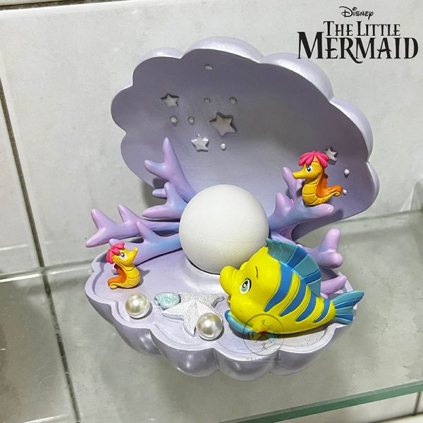 迪士尼商店限定 小美人魚貝殼 小比目魚 珍珠擴香石 擺飾 盒裝 