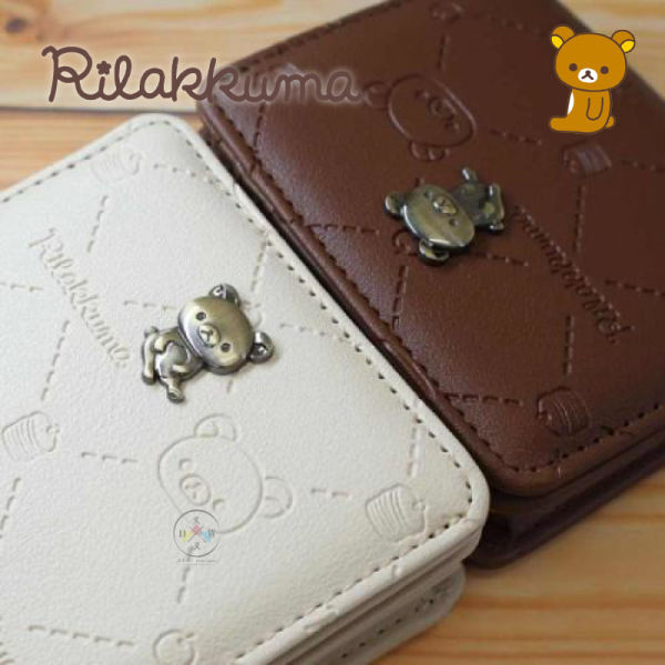 拉拉熊 懶懶熊 菱格壓紋 立體金屬牌 拉鍊 兩折短夾 零錢包 2選1 