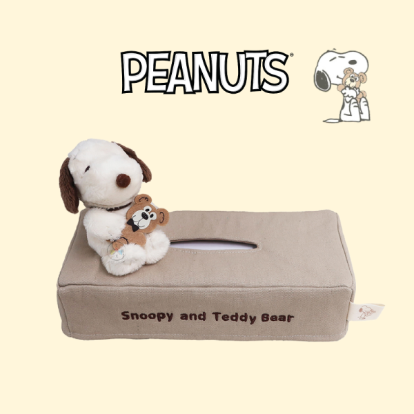 預購9月 SNOOPY 史努比 抱泰迪熊 絨毛衛生紙套 
