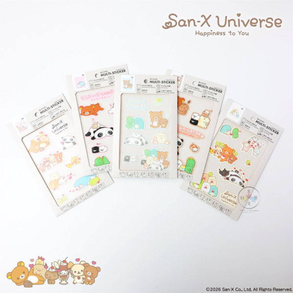 預購 SAN-X宇宙 拉拉熊 角落生物 趴趴熊 東京製版限定 多用途 衣物包包水壺手機 貼紙 5選1【10/22截止】 