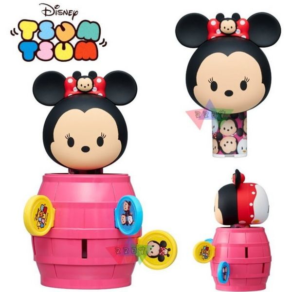 TSUM TSUM迪士尼米妮米奇桃紅色桶危機一發遊戲玩具公仔 