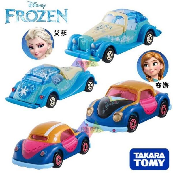 迪士尼冰雪奇緣艾莎elsa /安娜anna TOMY玩具小汽車公仔2選1 