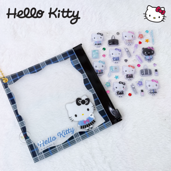 三麗鷗 Hello Kitty 凱蒂貓 立體泡泡貼紙附夾鏈袋 豹紋曬黑制服 3選1 