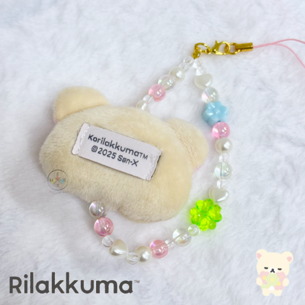 拉拉熊 懶懶熊 懶妹 幸運草絨毛大頭串珠珠 手機吊飾 2選1 