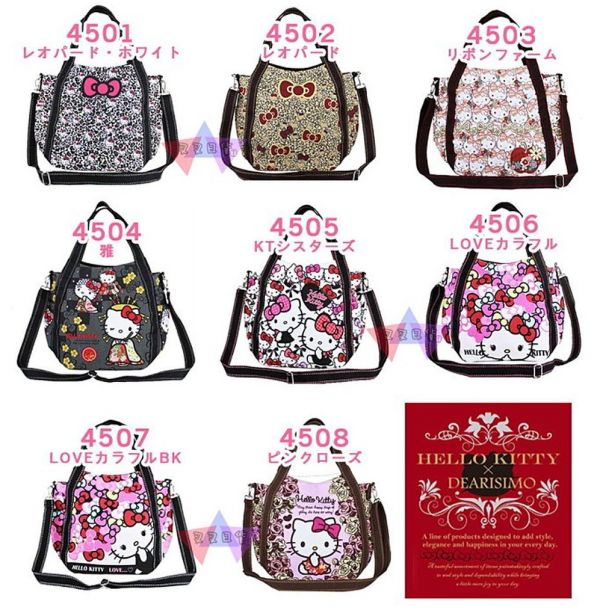 HELLO KITTY x DEARISIMO凱蒂貓吃手指彩色蝴蝶結滿版可側背手提托特包 