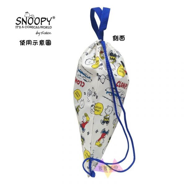 Snoopy史努比塔克鳥角色大集合漫畫框米白底束口袋後背包 