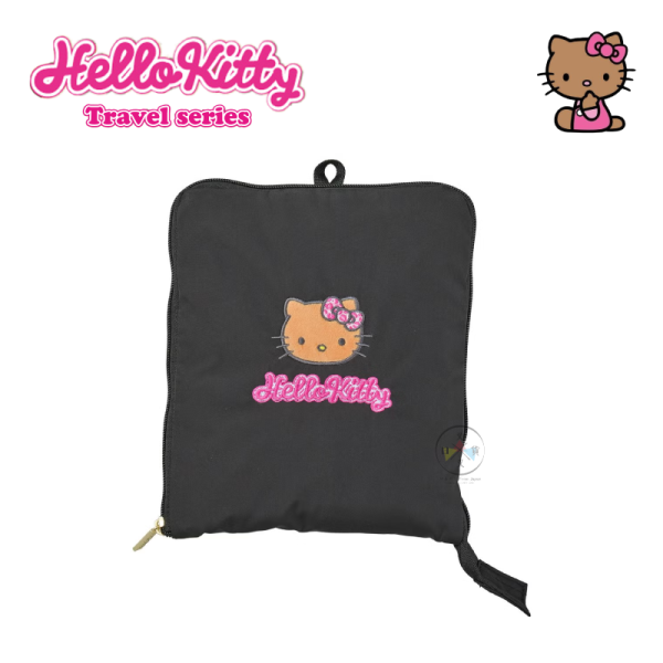 三麗鷗 曬黑 KITTY 凱蒂貓 刺繡大頭 行李袋 旅行袋 可折疊 M號 23L 