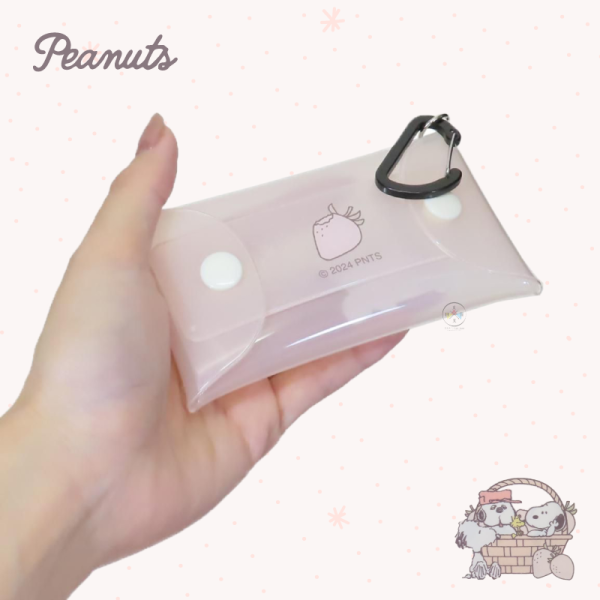 SNOOPY 史努比 歐拉夫 草莓季 透明 方形卡片 零錢包 收納包 附扣環 2選1 日本製 