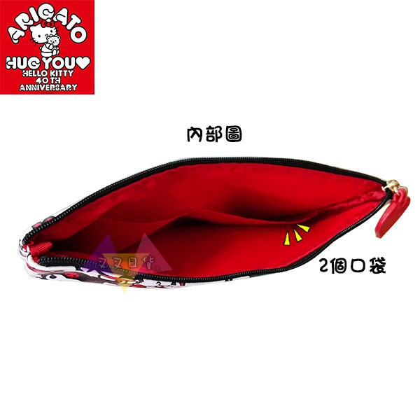 Hello Kitty三麗鷗全員40周年紀念系列大愛心扁形收納袋 